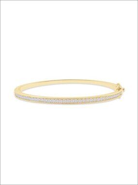 3.3MM Lab Created Moissanite Tennis Bangle 18K Gold Plated 7.5"